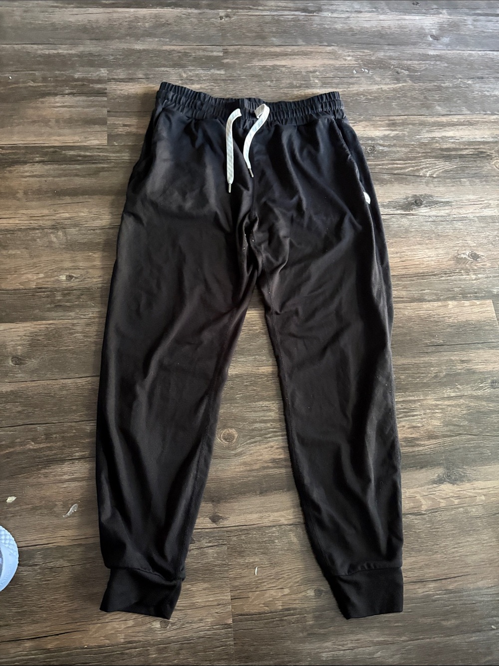 Vuori Black Joggers with White Drawstring